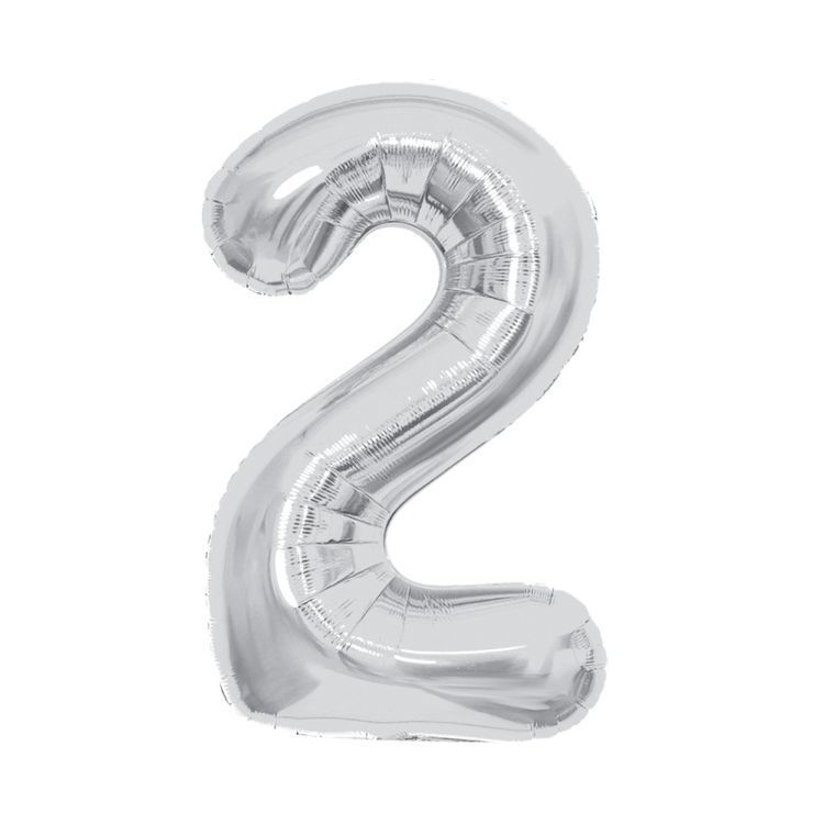 Balónek fóliový 85 cm stříbrný číslo 2