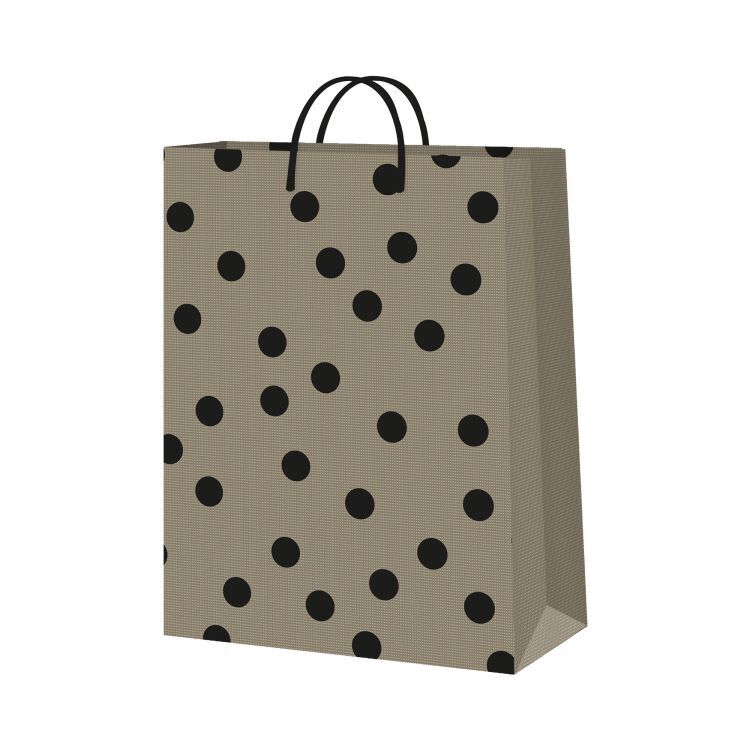 Dárková taška velká - Černé puntíky (26 × 12,7 × 32,4 cm)