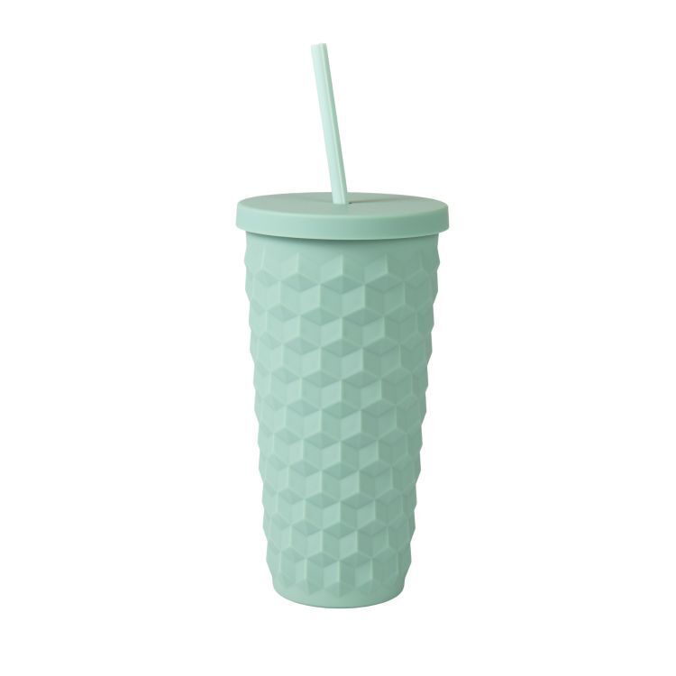 Tyrkysový 3D hrnek s brčkem