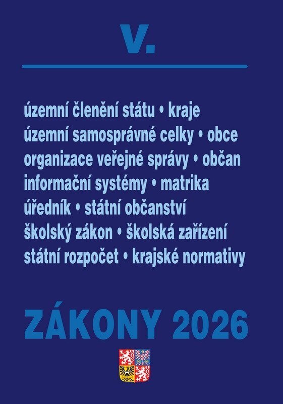 Zákony V/2026 Veřejná správa, Školství - Územní celky a členění státu, Obce, Kraje