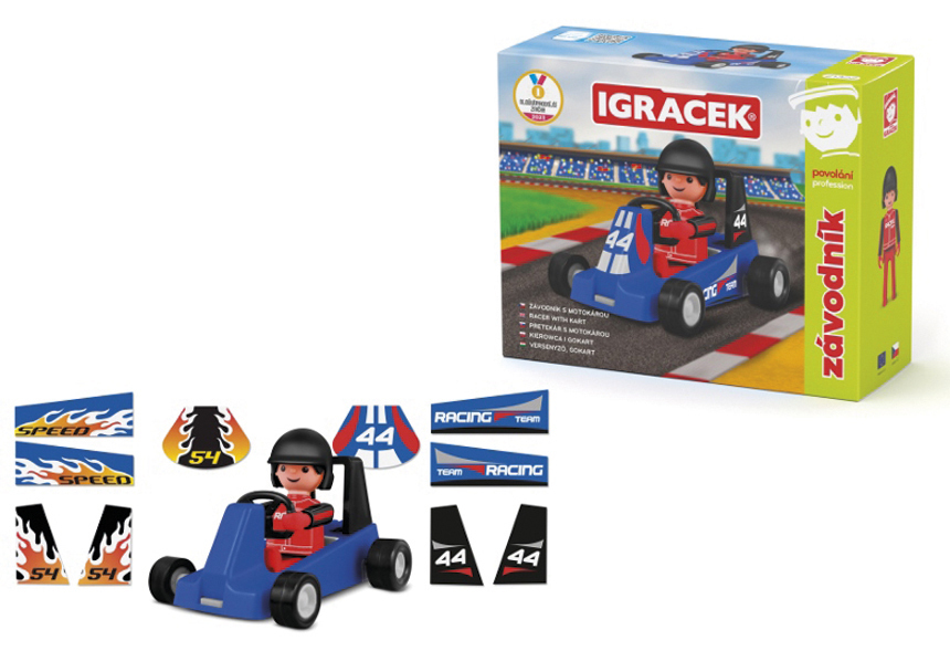 efko Igráček Závodník - figurka s modrou motokárou