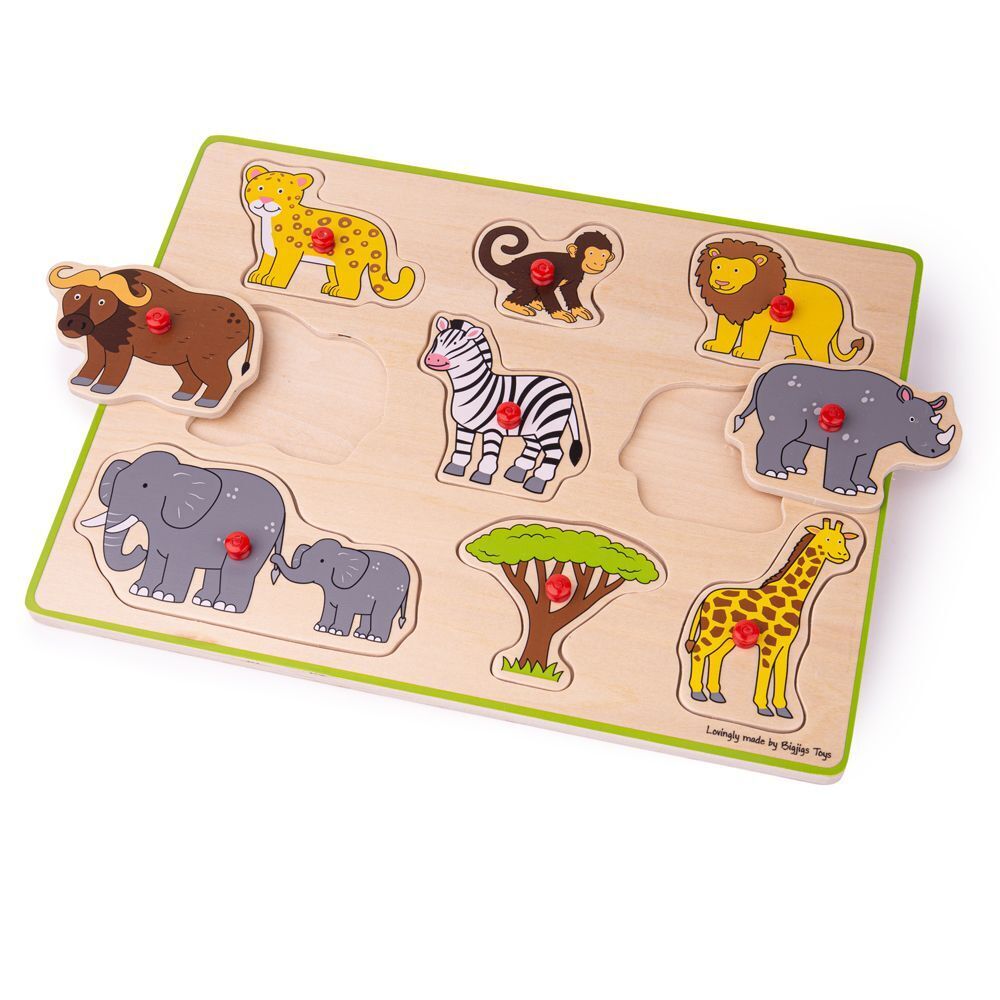 Bigjigs Toys Vkládací puzzle safari s úchytem