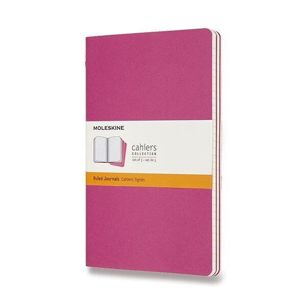 Sešity Moleskine Cahier, L, linkované, 3 ks - tm. růžové