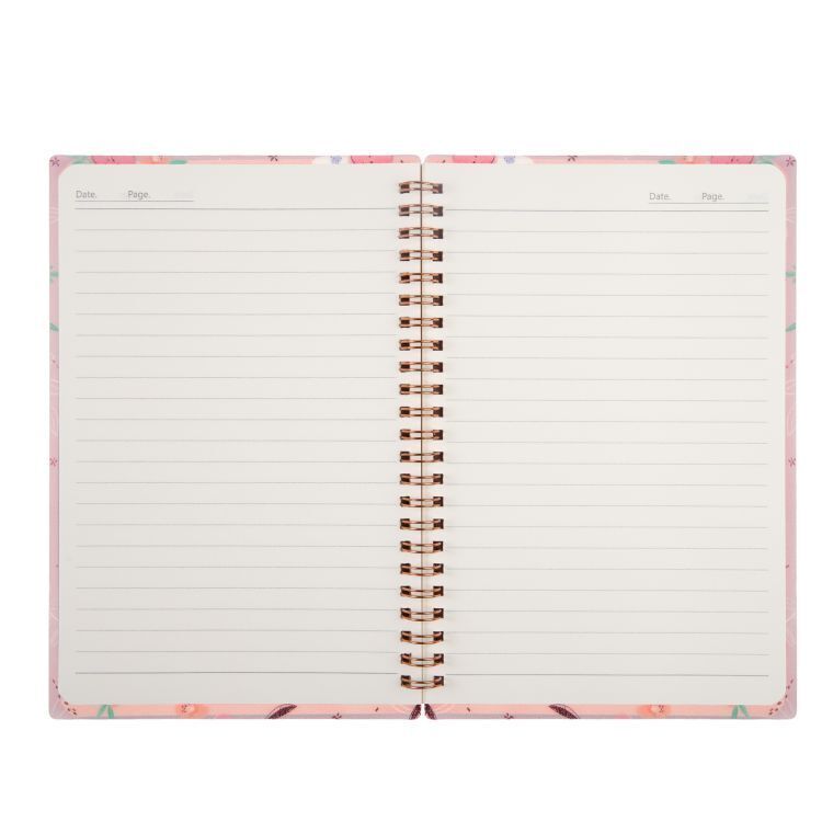 Růžový blok s květinami A5