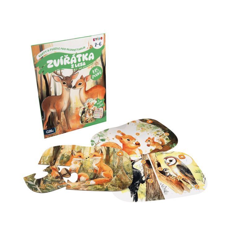 Kvído - Karty a puzzle pro mluvicí tablík: Zvířátka z lesa