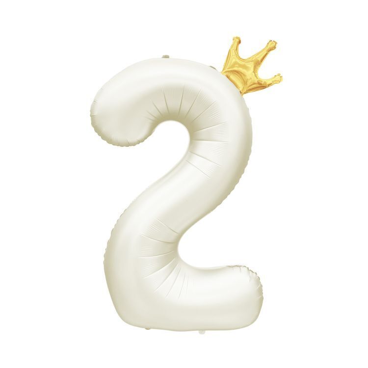 Balónek fóliový 82 cm světle krémový s korunkou číslo 2