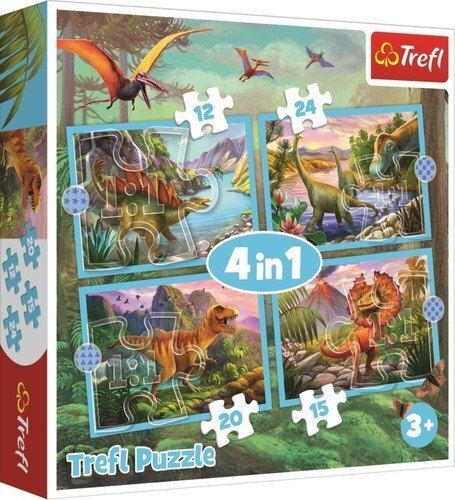 Puzzle Jedineční dinosauři 4v1 (12,15,20,24 dílků)
