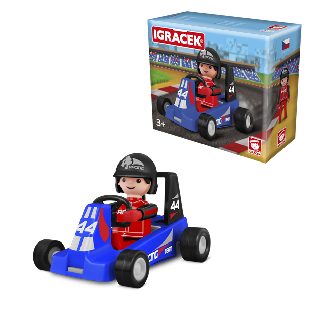 efko Igráček Závodník - figurka s modrou motokárou - výprodej