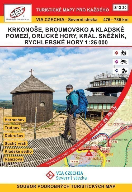 VIA CZECHIA - Severní stezka, BOX 3, S13-20 Krkonoše-Rychlebské hory 1 : 25 000, 476. – 785. km Seve