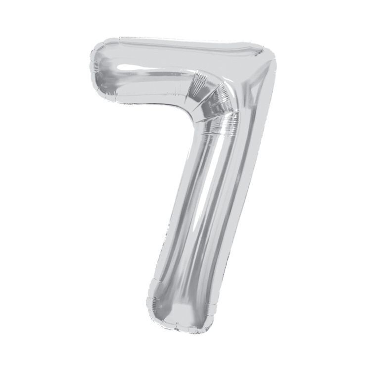 Balónek fóliový 85 cm stříbrný číslo 7