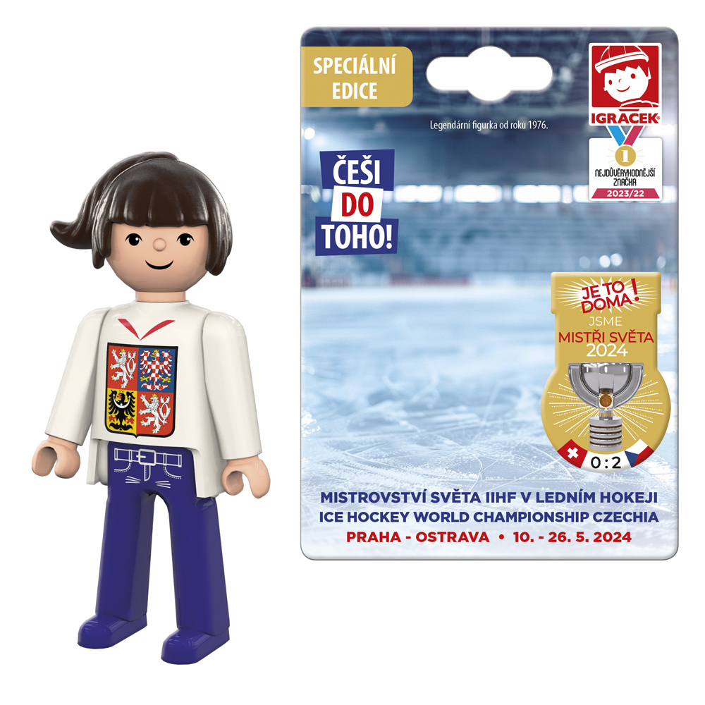 efko Igráček Fanynka MS v hokeji 2024 bílý dres - figurka