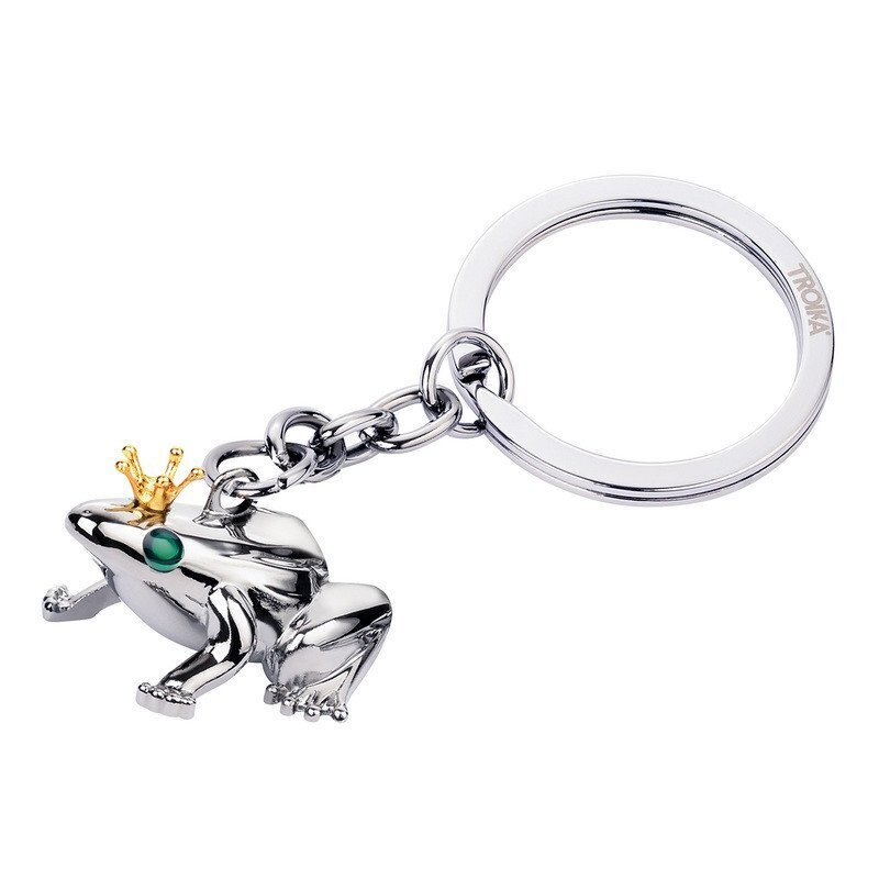 Troika klíčenka - žabka s korunkou Frog King (kovová, mix barev)