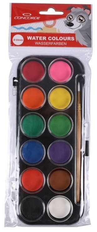 Vodové barvy CONCORDE - 12 barev se štětcem