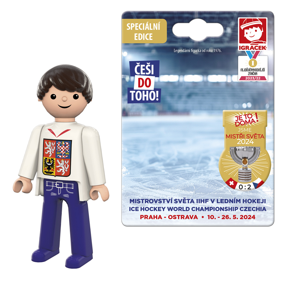 efko Igráček Fanoušek MS v hokeji 2024 bílý dres - figurka