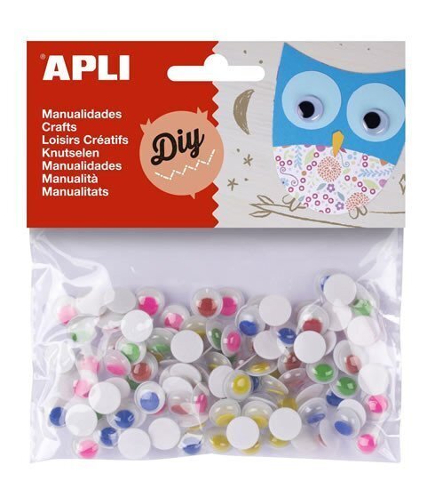 APLI oči kulaté O 10 mm samolepicí - mix barev 100 ks