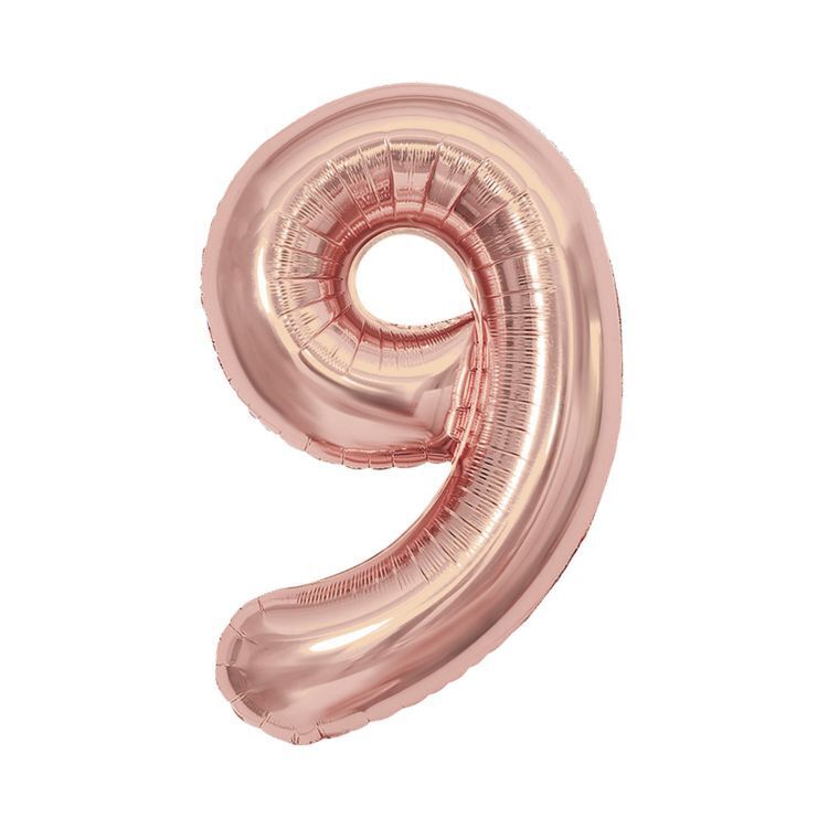 Balónek fóliový 85 cm rose gold číslo 9