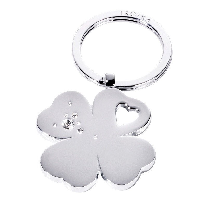 Troika klíčenka - čtyřlístek Swarovski (kovová, stříbrná)