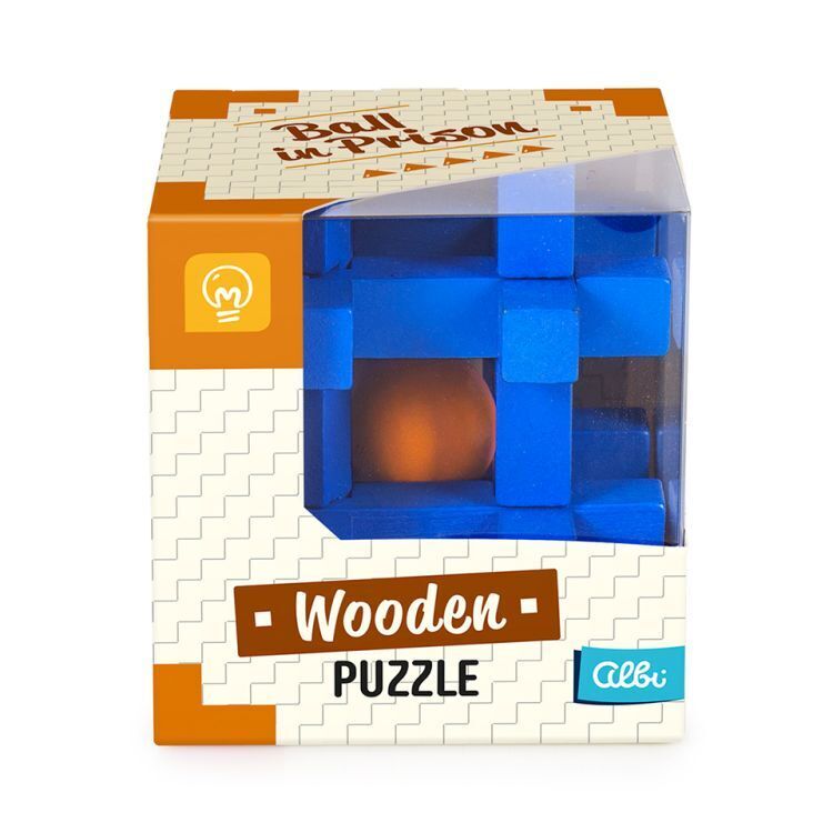 Velký dřevěný hlavolam - Klec s koulí