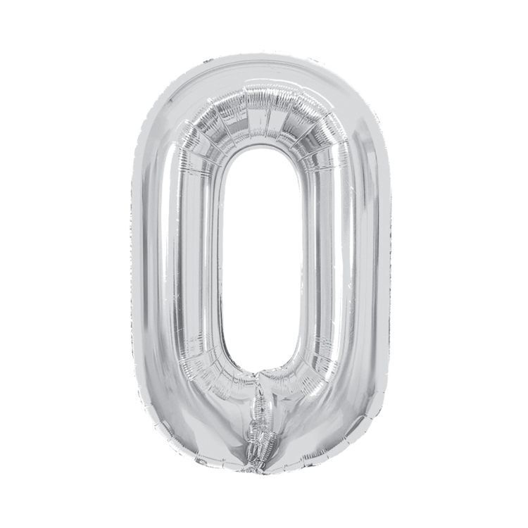 Balónek fóliový 85 cm stříbrný číslo 0