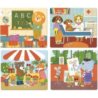 Vilac Dřevěné puzzle Povolání 4 v 1