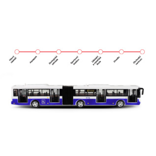 Kloubový autobus který hlásí zastávky česky 36 cm modrý
