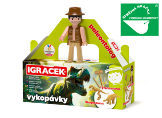 Igráček Paleontolog - figurka s vykopávkami dinosaurů Tyranosaura a Stegosaura