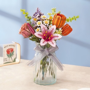 RoboTime 3D dřevěná skládačka Oranžový tulipán