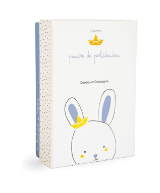 Doudou Dárková sada - Hračka s úchytem na dudlík králíček 15 cm modrý