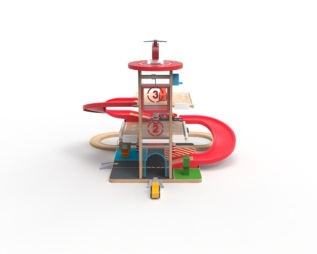 2Kids Toys Dřevěná garáž s vláčkodráhou