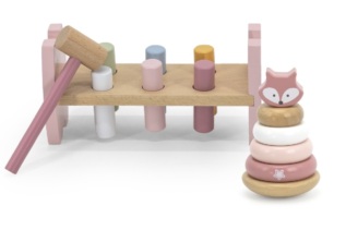 Dřevěná zatloukačka a pyramida-liška