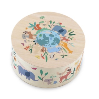 Vilac Dřevěný cajón bubínek Zvířata světa Sarah Betz