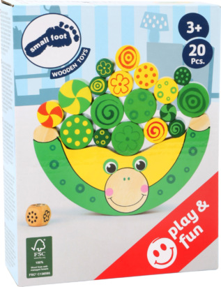 small foot Dřevěná motorická hra balancující žába