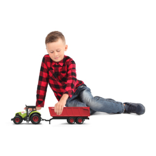 Traktor plastový se zvukem a světlem s červenou vlečkou
