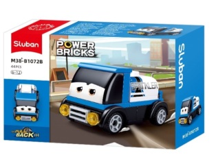 Sluban Power Bricks M38-B1072B Natahovací autíčko s očima Modrá cisterna