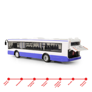 Autobus který hlásí zastávky česky 28 cm modrý