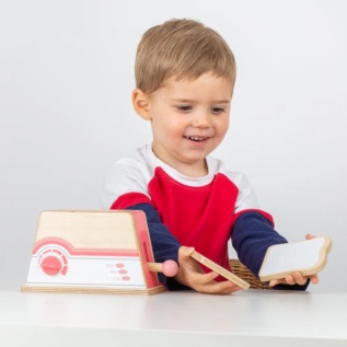Bigjigs Toys Dřevěný toaster růžový