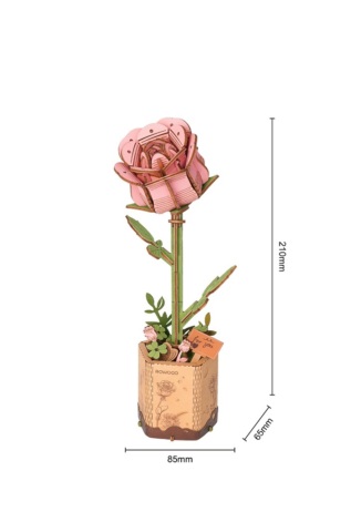 RoboTime 3D dřevěná skládačka Růžová růže