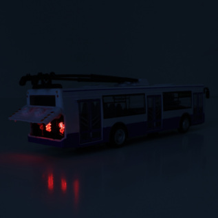 Trolejbus který hlásí zastávky česky 28 cm modrý