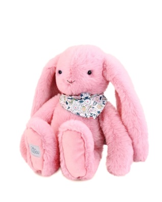 Doudou Plyšový králíček s šátkem růžový 35 cm