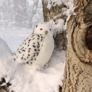 Plyšová sova sněžná s otáčející hlavou 28 cm ECO-FRIENDLY