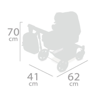 DeCuevas 80537 Skládací kočárek pro panenky 3 v 1 s batůžkem TOP Collection 2020 - 70 cm