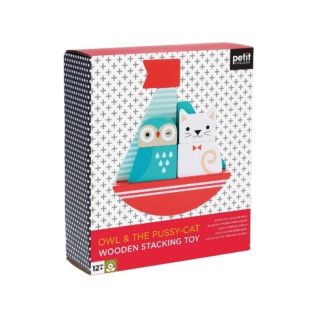 Petit Collage Dřevěná skládací věž Sova a kočička
