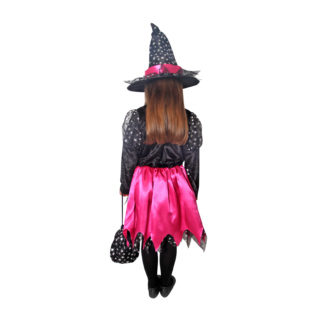 Dětský kostým čarodějnice černo-růžová s hvězdičkami (M)