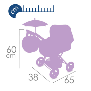 DeCuevas 85076 Skládací kočárek pro panenky se slunečníkem a taškou 2024 - 60 cm