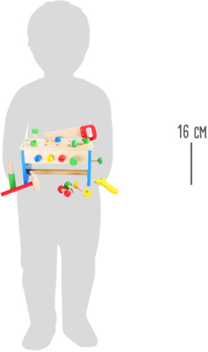 small foot Dřevěný pracovní stůl a box s nářadím 2v1