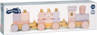 small foot Nasazování Dřevěný vláček růžový