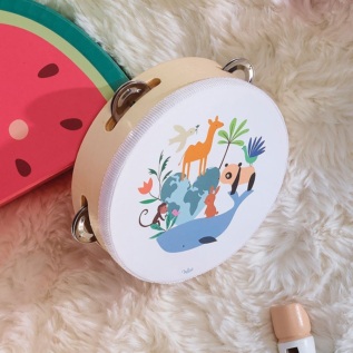 Vilac Dřevěná tamburína Zvířata světa Sarah Betz