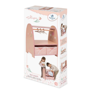 DeCuevas 55874 Dřevěný šatní věšák na oblečení pro panenky Tulipe 2025