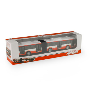Kovový kloubový autobus červený 18 cm