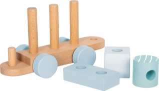 small foot Nasazování Dřevěný vláček modrý